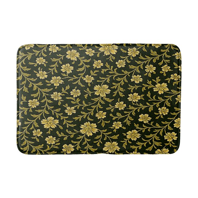 Black and Gold Floral  Badematte (Vorderseite)