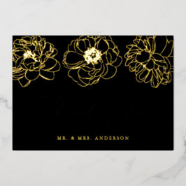 Black and Gold Foil Floral Wedding Dankeschön Kart Folieneinladung