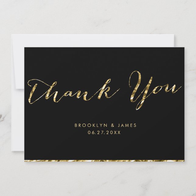 Black and Gold Foil Wedding Vielen Dank Karten (Vorderseite)