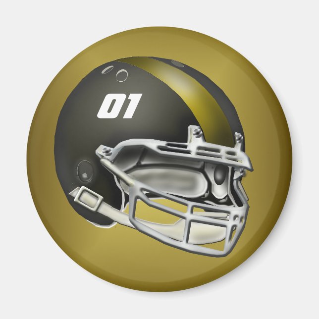 Black and Gold Football Helm Magnet (Vorne)
