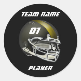 Black and Gold Football Helm Runder Aufkleber