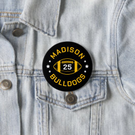 Black and Gold Football Player Jersey Nummer Button