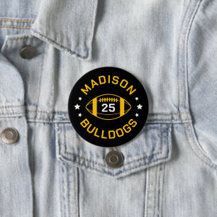 Black and Gold Football Player Jersey Nummer Button