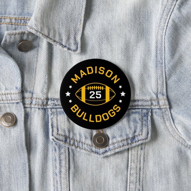 Black and Gold Football Player Jersey Nummer Button (Beispiel)