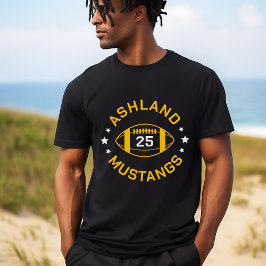 Black and Gold Football Player Jersey Nummer T-Shirt