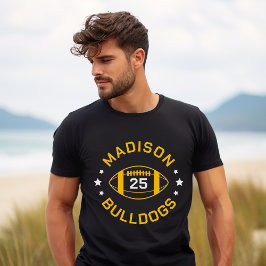 Black and Gold Football Player Jersey Nummer T-Shirt