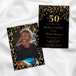 Black and Gold Foto 50. Geburtstagsparty Einladung<br><div class="desc">Mit der Einführung unseres exquisiten "Black and Gold Foto 50. Geburtstagsparty Invitation (Edit)" - der Inbegriff von Eleganz und Feier, maßgeschneidert für Ihre besondere Meilenstein-Veranstaltung. Diese Einladung wurde mit viel Liebe zum Detail gestaltet und präsentiert sich in einem zeitlosen Schwarz-Gold-Design, das Eleganz und Stil ausstrahlt. Die reiche schwarze Kulisse strahlt...</div>