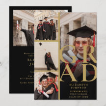 Black and Gold Foto Collage Graduation Party