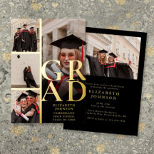 Black and Gold Foto Collage Graduation Party