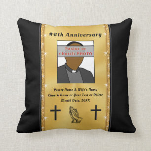 Black and Gold Foto Pastor Jubiläum Geschenke Kissen