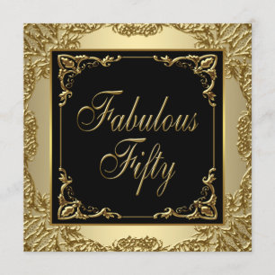 Black and Gold Frauen 50. Geburtstagsparty Einladung