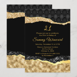 Black and Gold Glam Tars Geburtstagsparty Einladung