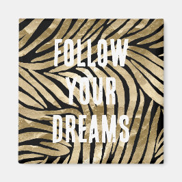 Black and Gold Glam Zebra Magnet