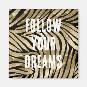 Black and Gold Glam Zebra Magnet