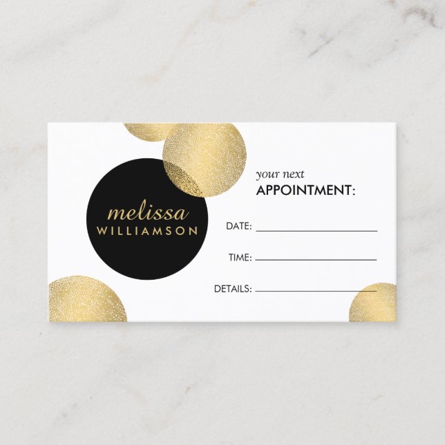 Black and Gold Glamour and Beauty Appointing Card Terminkarte (Vorderseite)
