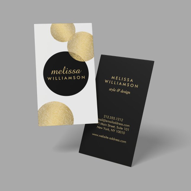 Black and Gold Glamour and Beauty Business Card Visitenkarte (Von Creator hochgeladen)
