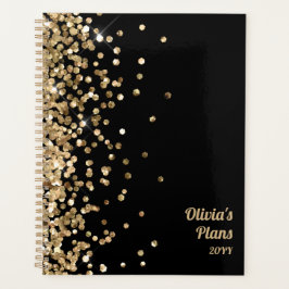 Black and Gold Glitter Custom Planer | Name Year