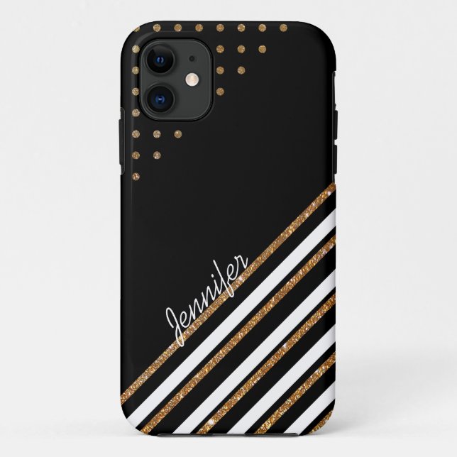 Black and Gold Glittery Custom iPhone 5S Fall Case-Mate iPhone Hülle (Rückseite)