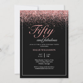Black and Gold Glitzer 50 und fabelhafter Geburtst Einladung