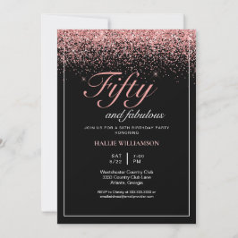 Black and Gold Glitzer 50 und fabelhafter Geburtst Einladung
