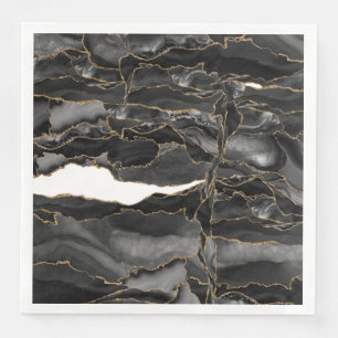 Black and Gold Glitzer Agate Serviette