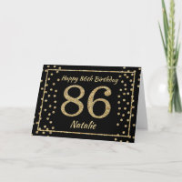 Black and Gold Glitzer Confetti Card zum 86. Gebur