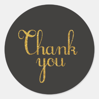 Black and Gold Glitzer Danke Stickers