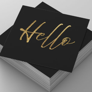 Black and Gold Glitzer Hello Business Card