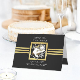 Black and Gold Glitzer Ice Skaten Danke, dass Sie  Dankeskarte