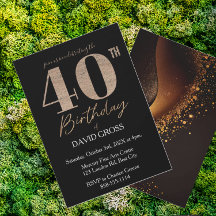 Black and Gold Glitzer Swirl 40. Geburtstag