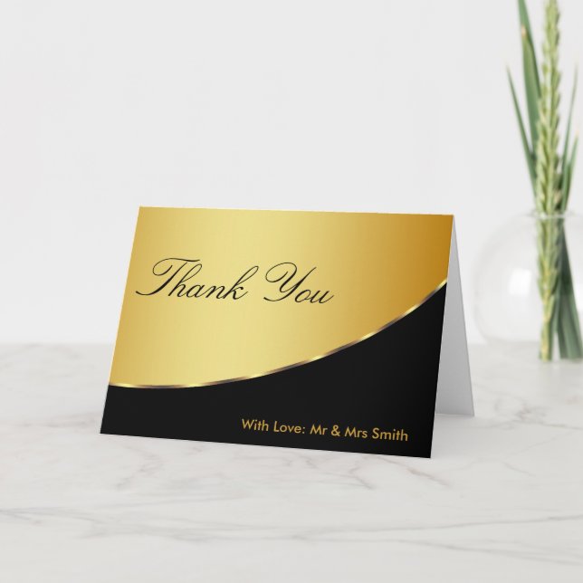 Black and Gold Glitzer Vielen Dank Dankeskarte (Vorderseite)