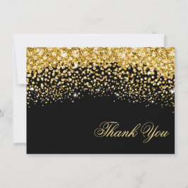 Black and Gold Glitzer Wedding Dankeschön Card Dankeskarte