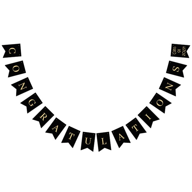 Black and Gold Glückwünsche Wimpelkette (Alle)