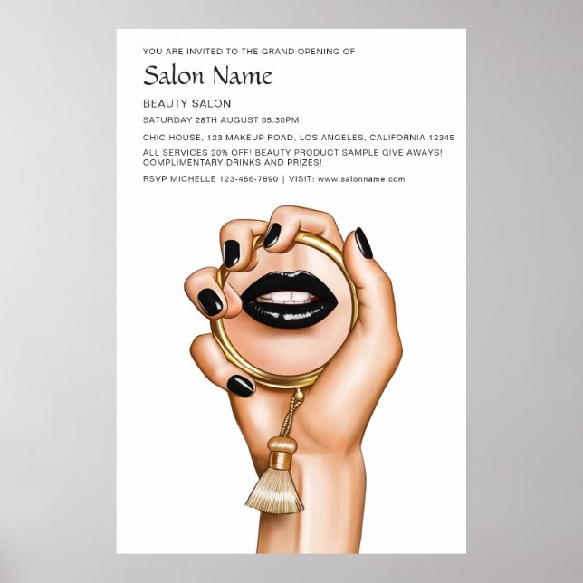 Black and Gold Gothic Beauty Salon Eröffnungspaket Poster (Vorne)