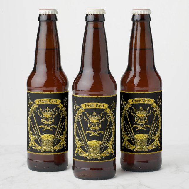Black and Gold Gothic Tribal Style Bierflaschenetikett (Flaschen)