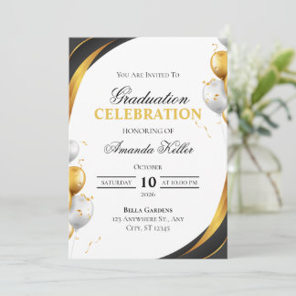 Black and Gold Graduation Celebration Einladung