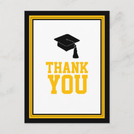 Black and Gold Graduation Party Danke Postkarte