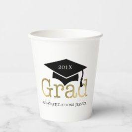 Black and Gold Graduation Party Paper Cup Pappbecher