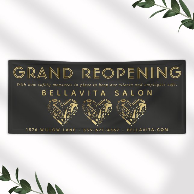 Black and Gold Heart Salon Business Banner (Von Creator hochgeladen)