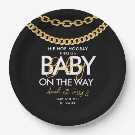 Black and Gold Hip Hop Baby Dusche Pappteller