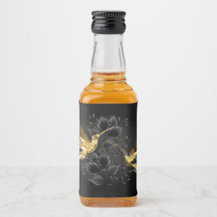 Black and Gold Hummingbird Alkoholflaschenetikett