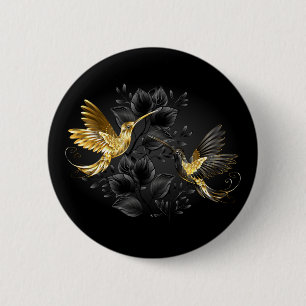 Black and Gold Hummingbird Button