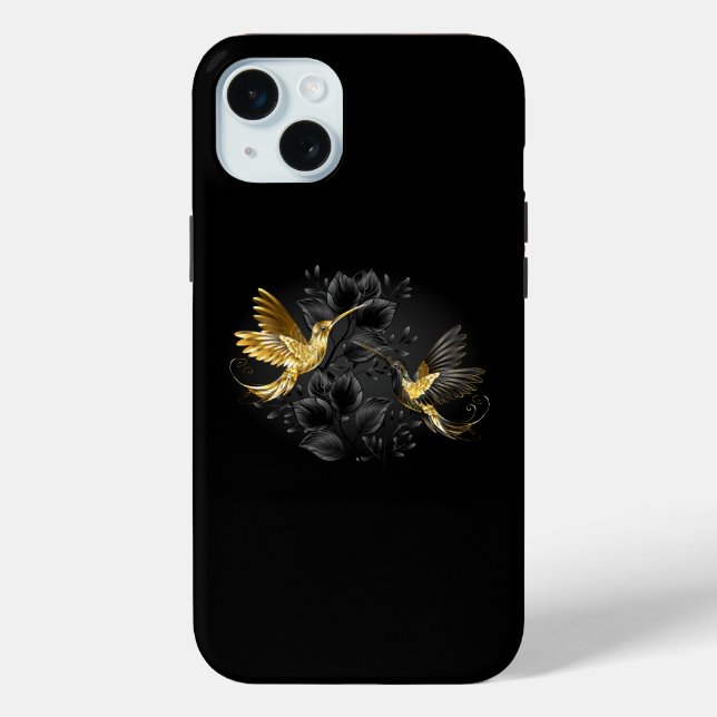 Black and Gold Hummingbird Case-Mate iPhone Hülle (Rückseite)