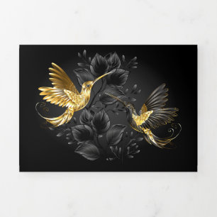 Black and Gold Hummingbird Dreifach Gefaltete Urlaubskarte