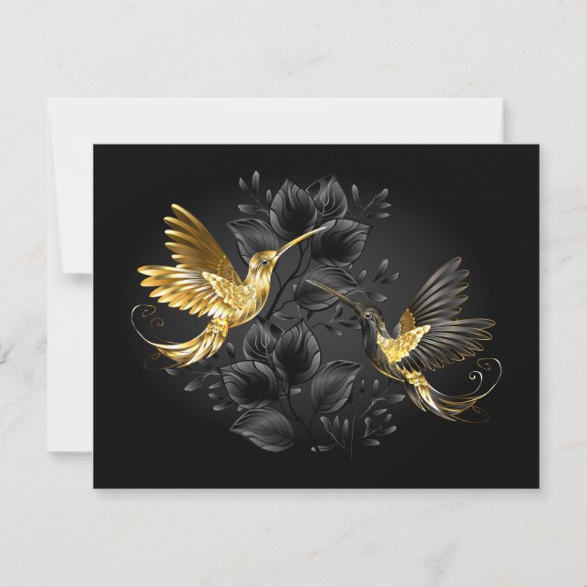 Black and Gold Hummingbird Feiertagskarte (Vorderseite)