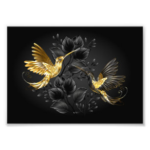 Black and Gold Hummingbird Fotodruck