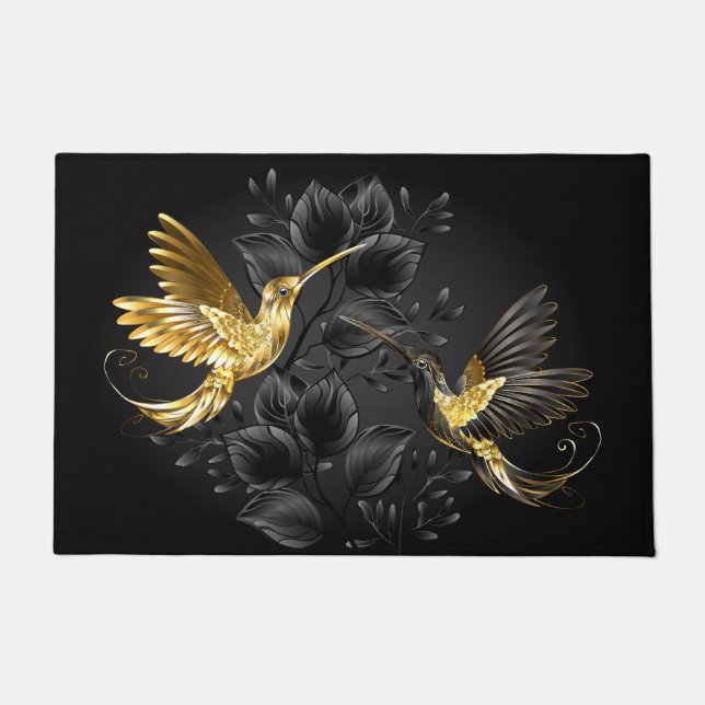 Black and Gold Hummingbird Fußmatte (Vorderseite)