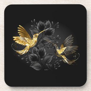 Black and Gold Hummingbird Getränkeuntersetzer