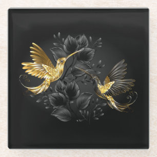 Black and Gold Hummingbird Glasuntersetzer