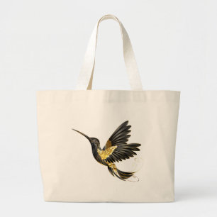 Black and Gold Hummingbird Jumbo Stoffbeutel